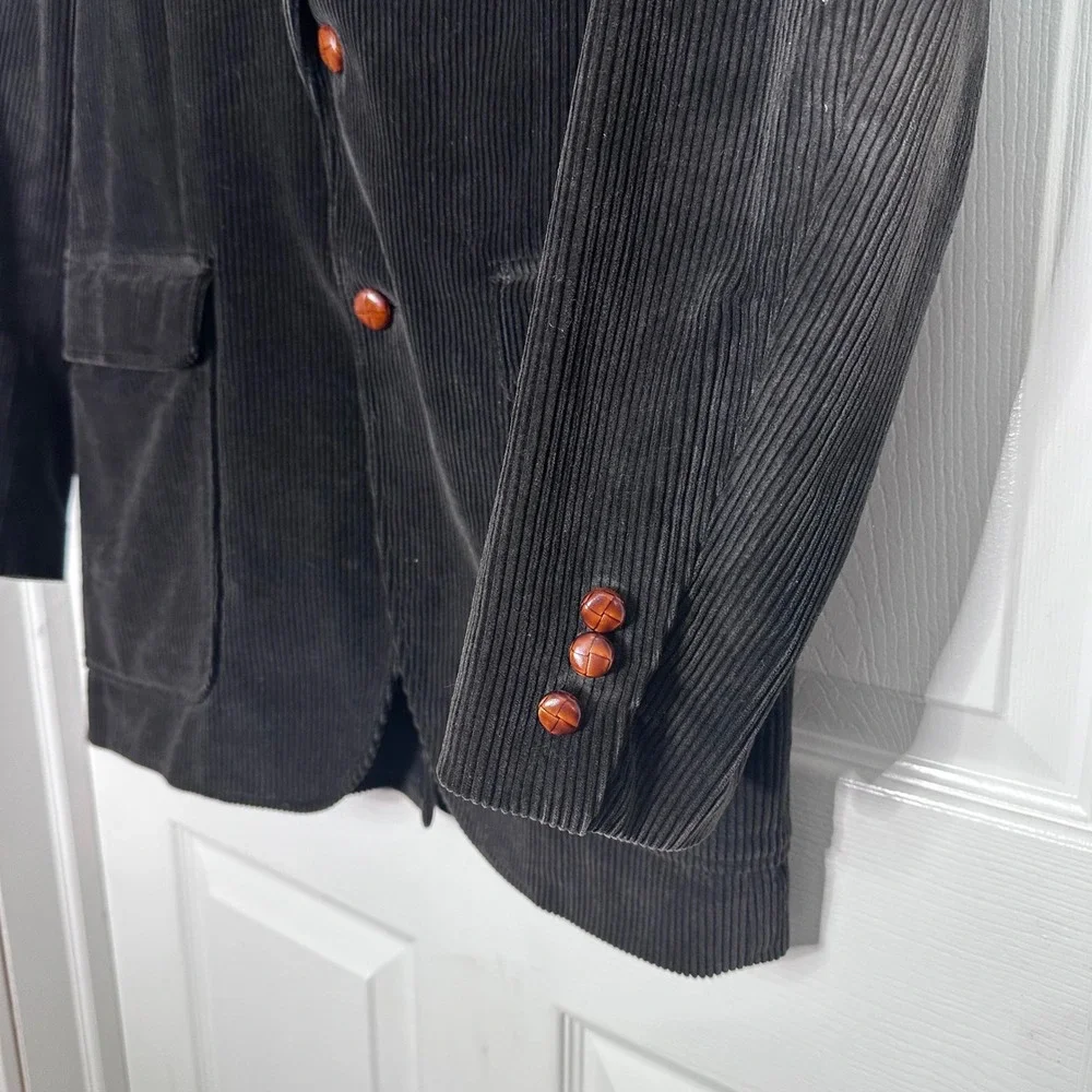 Vintage Jordache Mens Black Corduroy Blazer Jacket 2 Button Cotton Sport‎ Coat